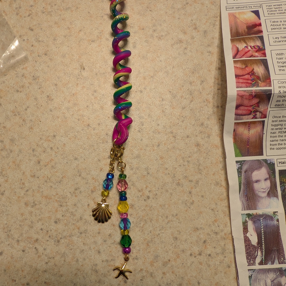Colorful Hair Wrap with Sea Theme Charms!
